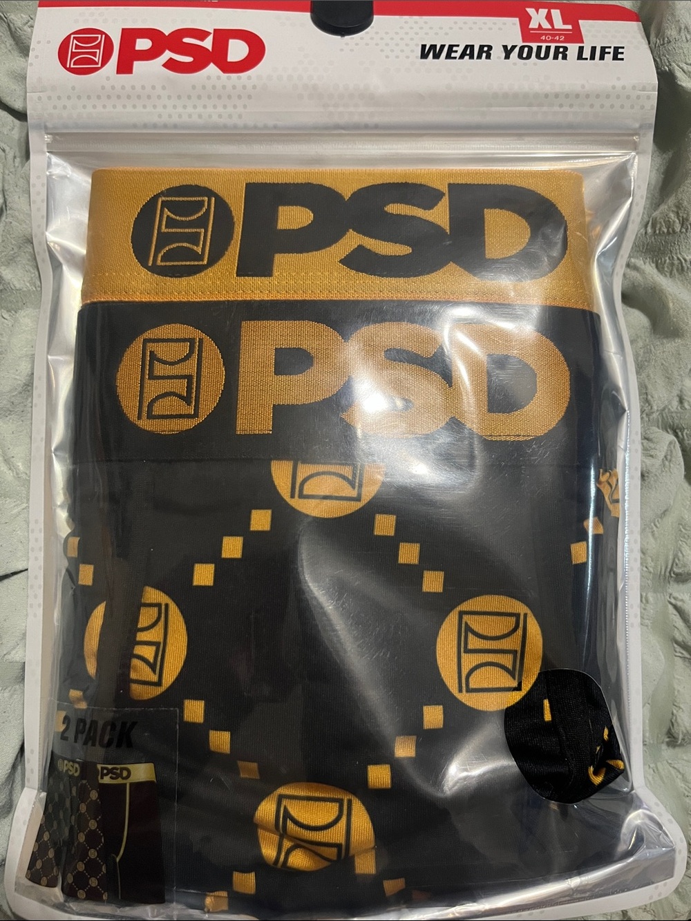 PSD Men’s Boxer Briefs - Black & Gold Pattern (2-Pack)